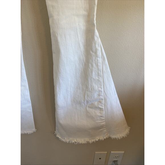 Saints & Hearts White Distressed Hem Wide Flare Leg Festival Boho Denim Jeans S - Picture 9 of 12